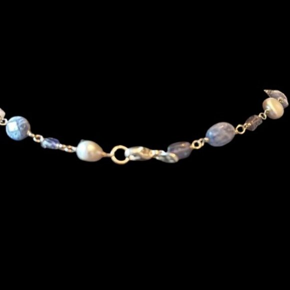 Silpada Sodalite Blue Lace Chalcedony Pearl Necklace & Earrings - NIB - Picture 4 of 6